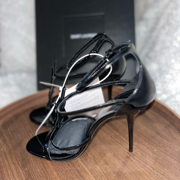 SAINT LAURENT BLACK CASSANDRA SANDALS IN PATENT LEATHER - Size 41/11 - Picture 5 of 16